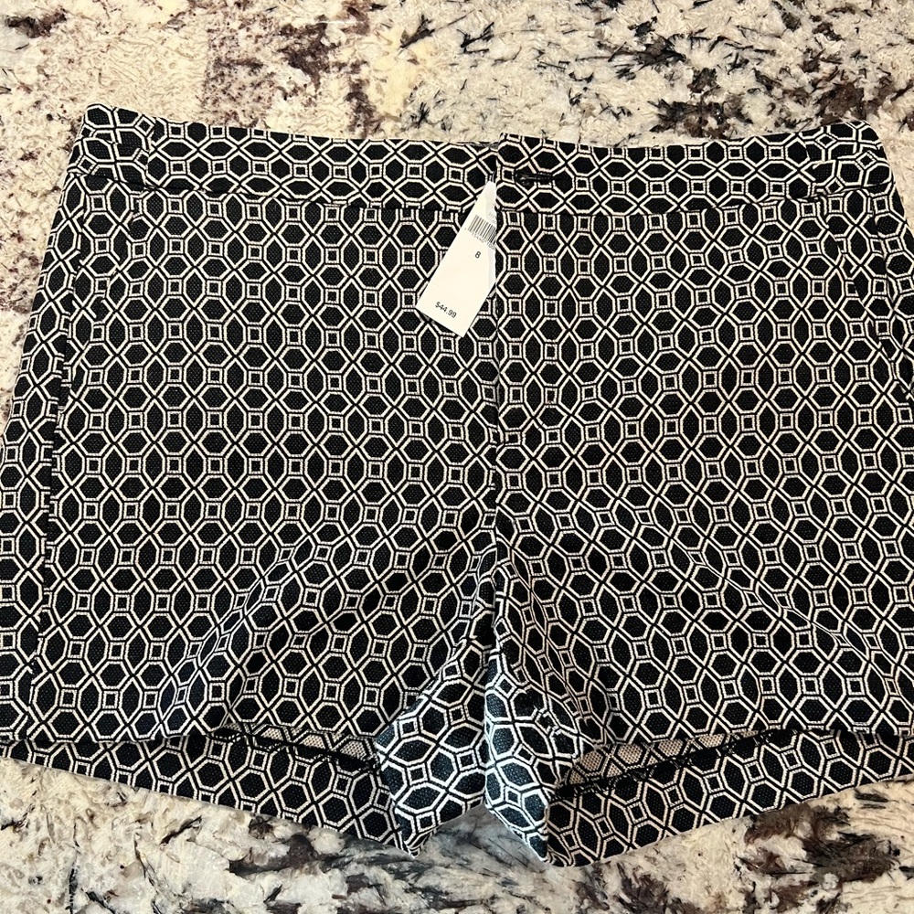 Banana Republic Black and White Patterned High Waist Shorts